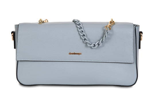 Dewi Maya Aqua Leather Handbag purse front view made by Dewi Maya available at the best boutique in Upstate South Carolina Spartanburg Greenville Dewi Maya Boutique