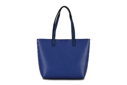 Rowi Pebble Grain Faux Leather Twilight Blue Tote Bag Handbag made by Dewi Maya front view available at the best boutique in Upstate South Carolina Spartanburg Greenville Dewi Maya Boutique