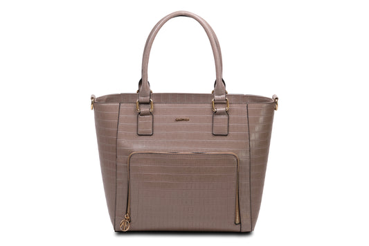 Tiara Faux Leather Dark Brown Tote Bag Handbag made by Dewi Maya front view available at the best boutique in Upstate South Carolina Spartanburg Greenville Dewi Maya Boutique