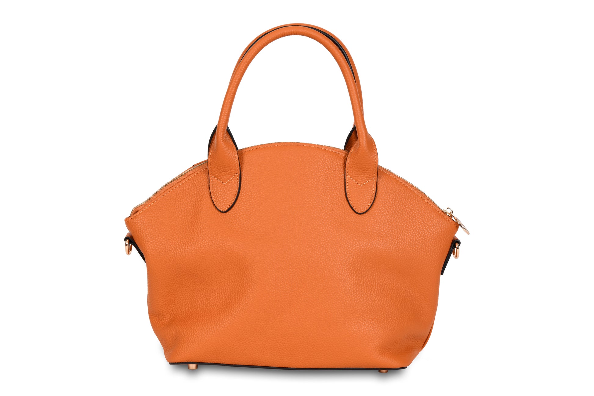 Bali Pebble Grain Leather Orange Sunset Handbag made by Dewi Maya back view available at the best boutique in Upstate South Carolina Spartanburg Greenville Dewi Maya Boutique