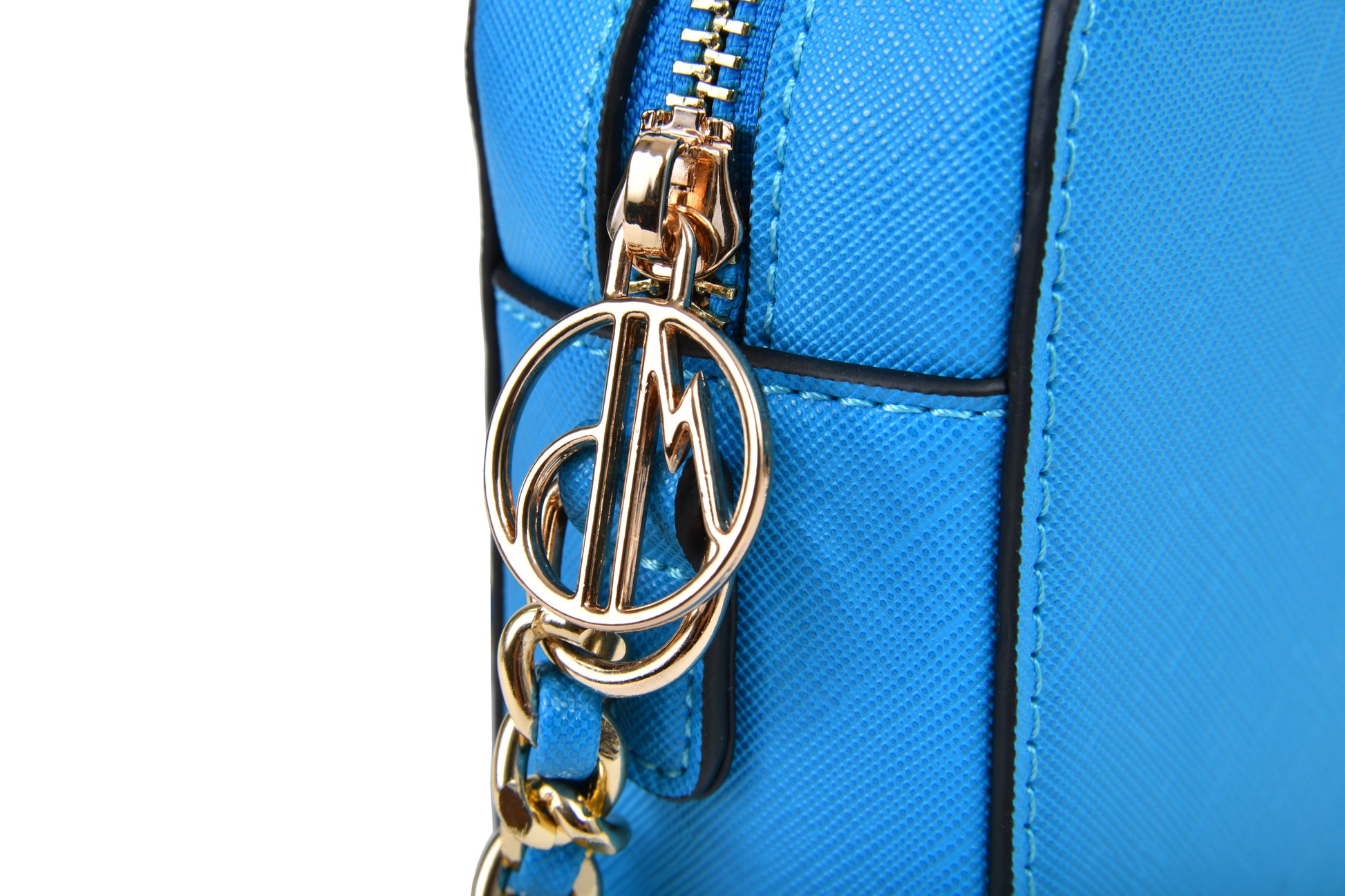 Chloe Blue Handbag made by Dewi Maya gold zipper pull available at the best boutique in Upstate South Carolina Spartanburg Greenville Dewi Maya Boutique