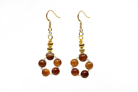 Dewi Maya Jewelry Earrings Chestnut Pearl Gold plated bead earrings available at the best boutique in Upstate South Carolina Spartanburg Greenville Dewi Maya Boutique