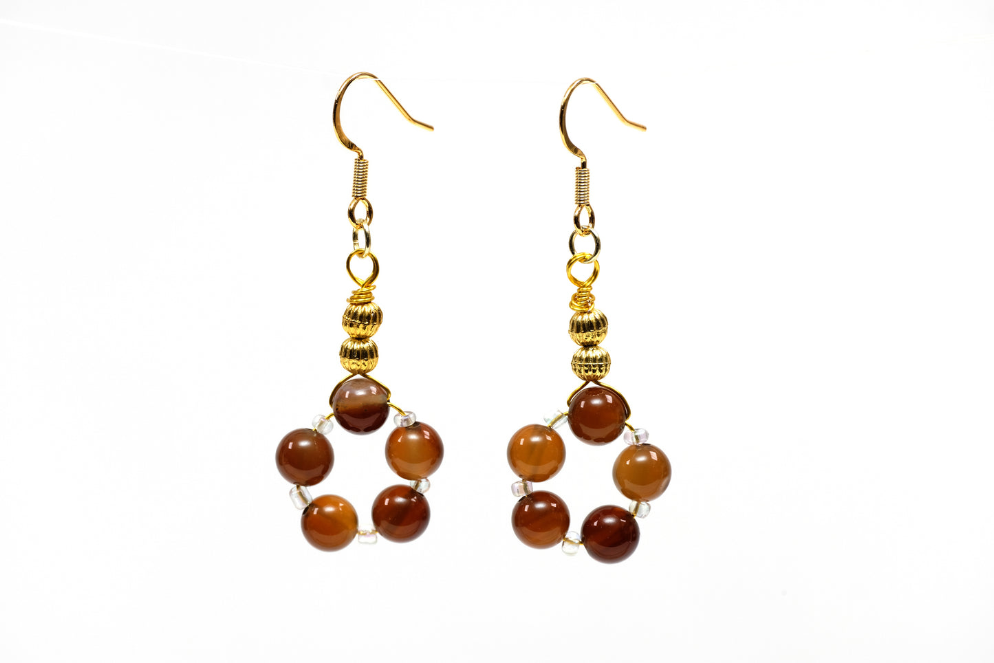 Dewi Maya Jewelry Earrings Chestnut Pearl Gold plated bead earrings available at the best boutique in Upstate South Carolina Spartanburg Greenville Dewi Maya Boutique