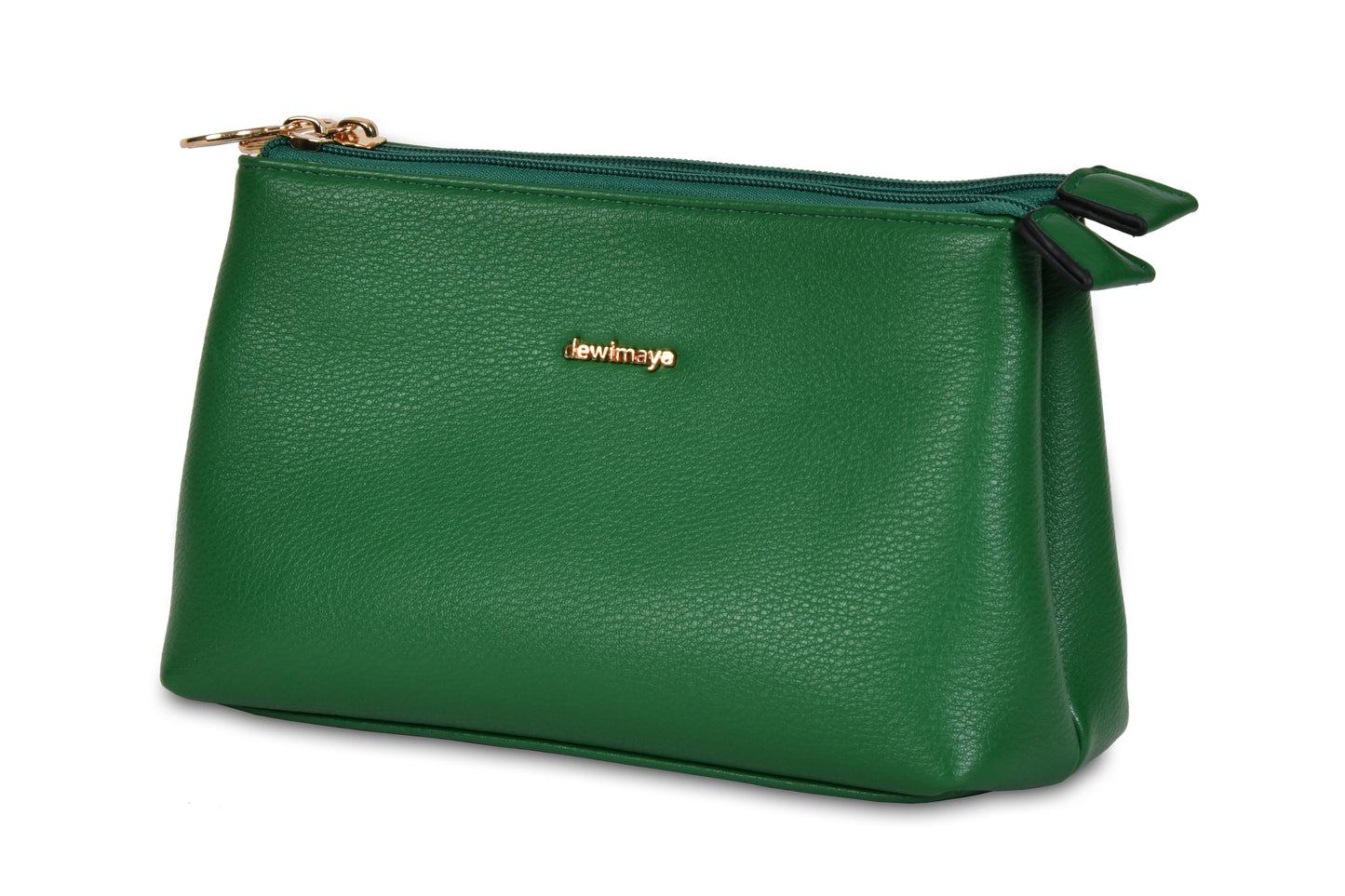 Liliana Green Pebble Grain Faux Leather Handbag Clutch Make up Pouch made by Dewi Maya side view available at the best boutique in Upstate South Carolina Spartanburg Greenville Dewi Maya Boutique