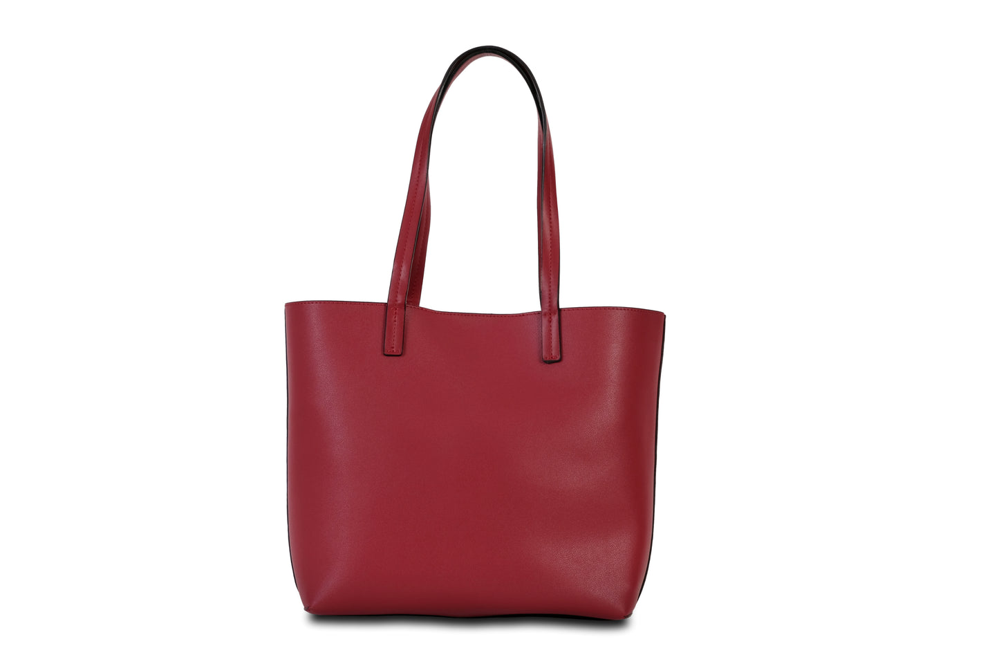 Rowi Pebble Grain Faux Leather Scarlet Red Tote Bag Handbag made by Dewi Maya back view available at the best boutique in Upstate South Carolina Spartanburg Greenville Dewi Maya Boutique