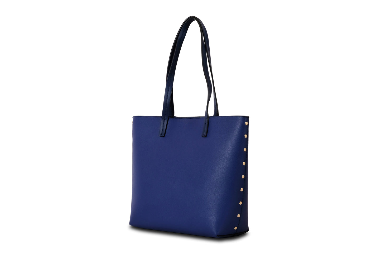 Rowi Pebble Grain Faux Leather Twilight Blue Tote Bag Handbag made by Dewi Maya side view available at the best boutique in Upstate South Carolina Spartanburg Greenville Dewi Maya Boutique