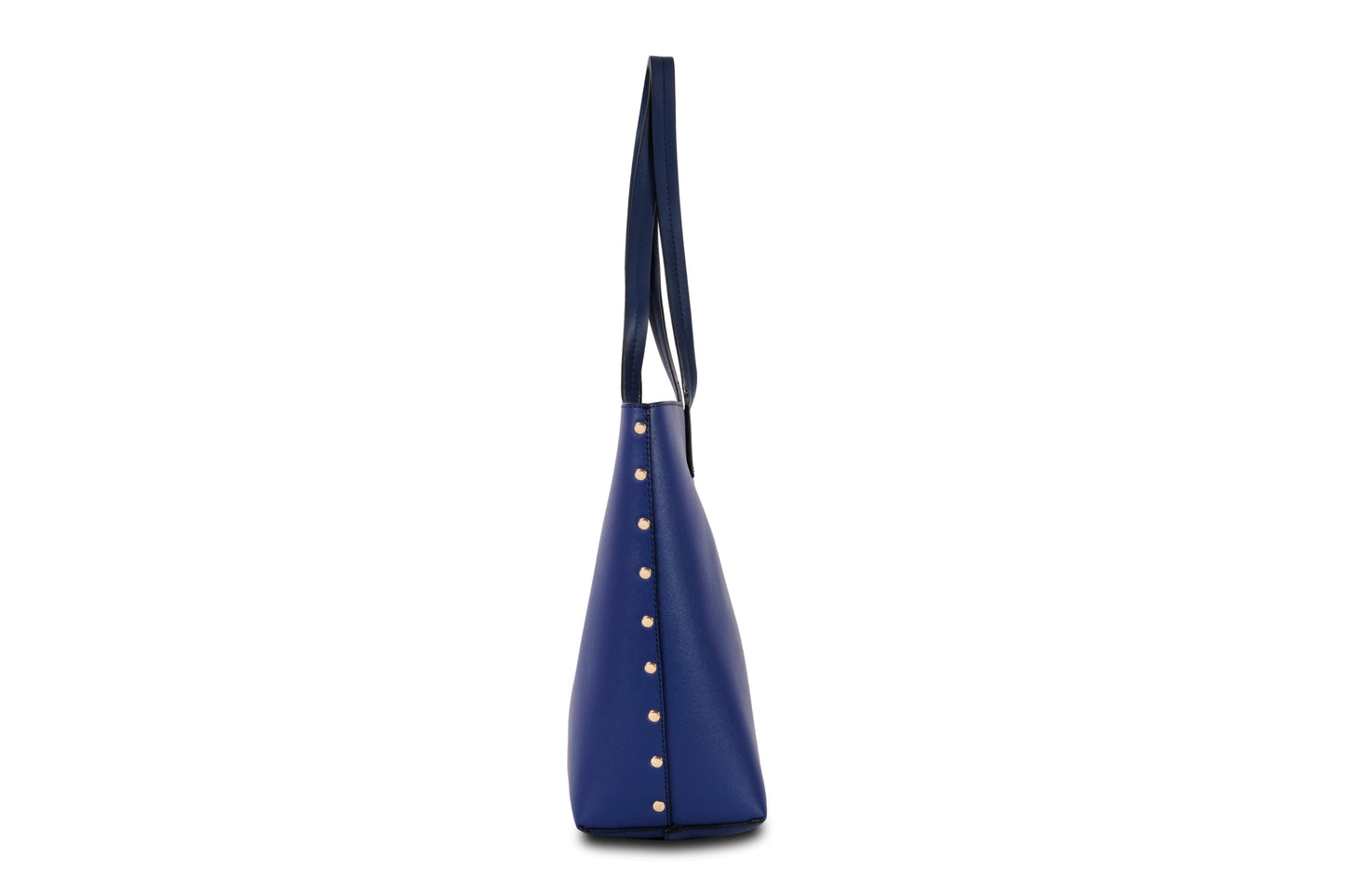 Rowi Pebble Grain Faux Leather Twilight Blue Tote Bag Handbag made by Dewi Maya side view available at the best boutique in Upstate South Carolina Spartanburg Greenville Dewi Maya Boutique