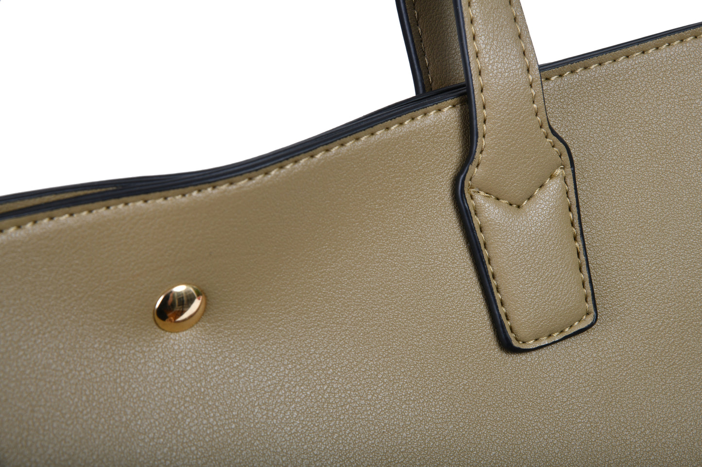 Zuma Pebble Grain Faux Leather Olive Green Big Tote Bag Beach Bag made bye Dewi Maya detail photo of pebble grain faux leather and stitching available at the best boutique in Upstate South Carolina Spartanburg Greenville Dewi Maya Boutique