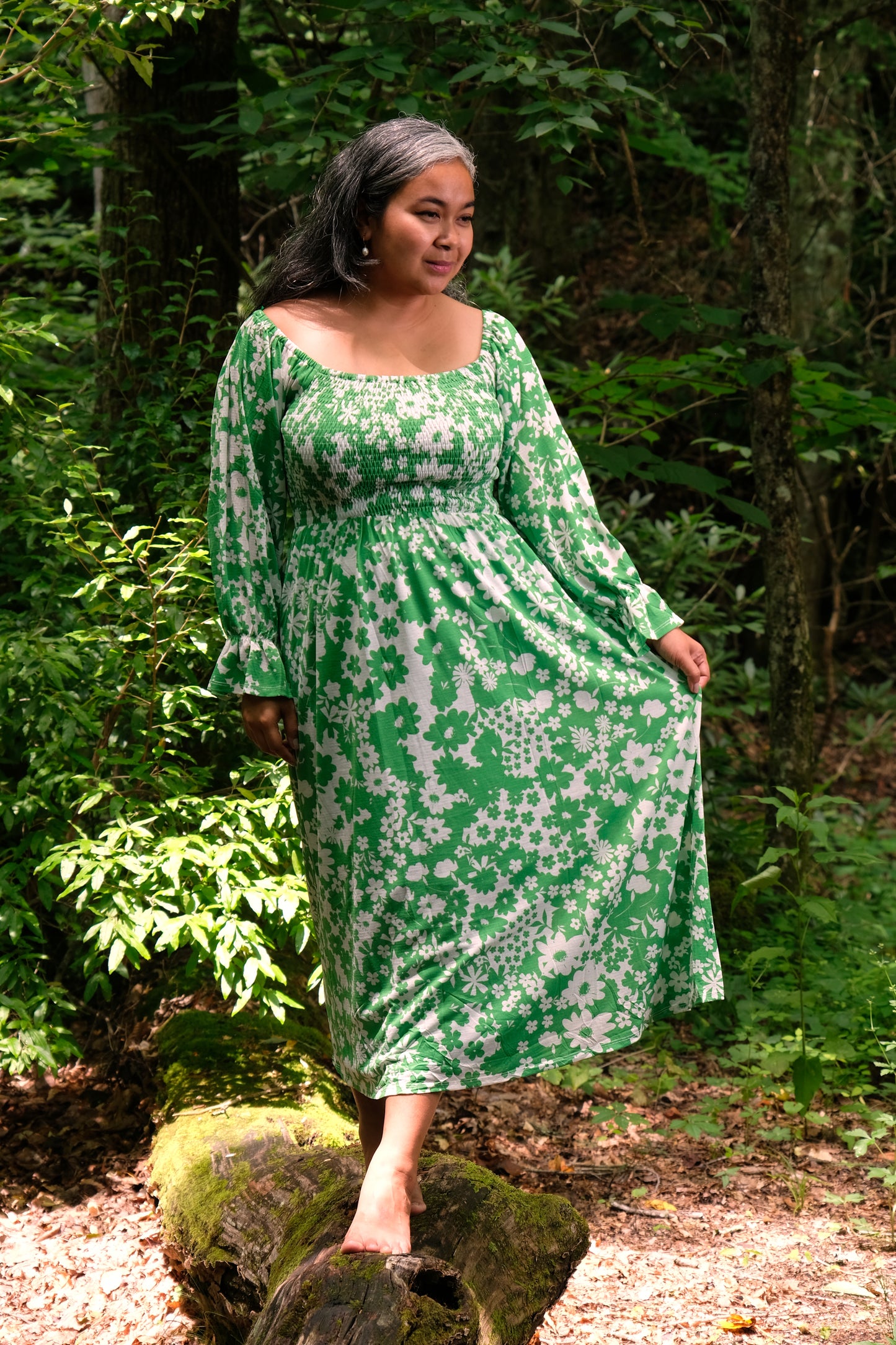 Kennedy Floral green dress  available at the best boutique in Upstate South Carolina Spartanburg Greenville Dewi Maya Boutique